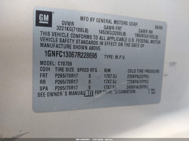 2007 CHEVROLET TAHOE 1GNFC13067R228696 Photo 8