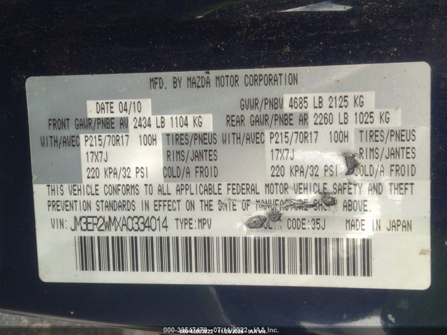 Aukcja sprzedaży 2010 Mazda Cx-7 I Sport, vin: JM3ER2WMXA0334014, numer aukcji: 43803922