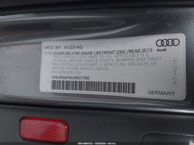 2018 AUDI A4 WAUENAF46JN007799 Photo 8