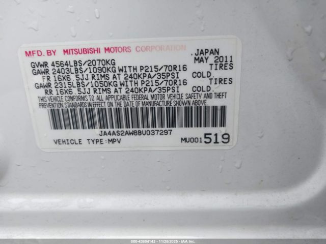 2011 MITSUBISHI OUTLANDER JA4AS2AW8BU037297 Photo 8