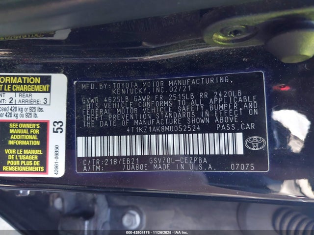 4T1KZ1AK8MU052524 Toyota CAMRY TRD