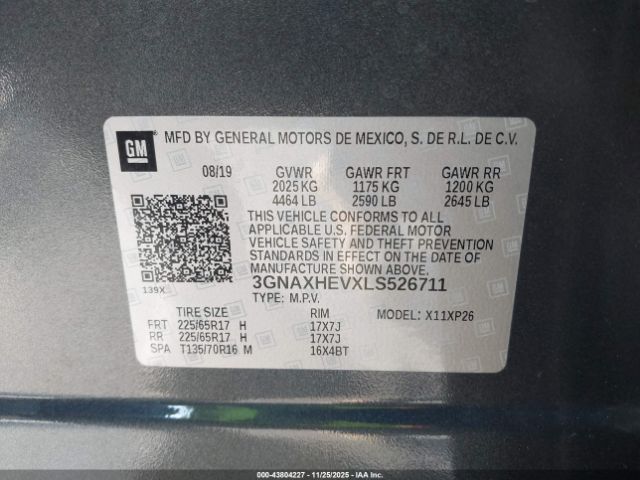 2020 CHEVROLET EQUINOX 3GNAXHEVXLS526711 Photo 8