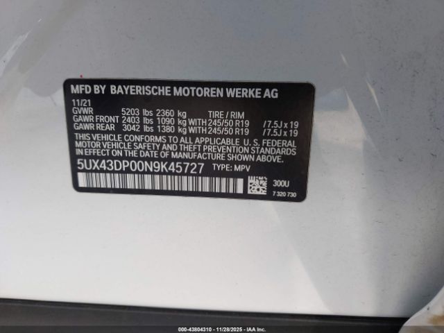 2022 BMW X3 5UX43DP00N9K45727 Photo 8
