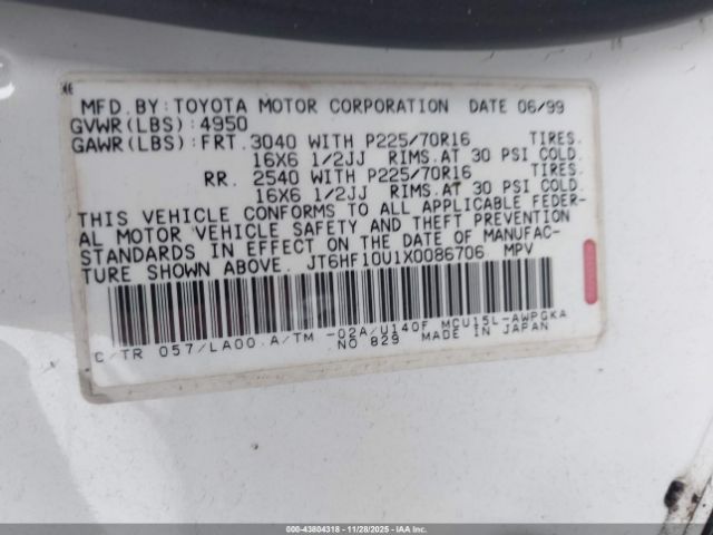 1999 LEXUS RX 300 JT6HF10U1X0086706 Photo 8