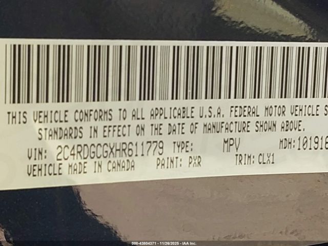 2017 DODGE GRAND CARAVAN 2C4RDGCGXHR611779 Photo 8