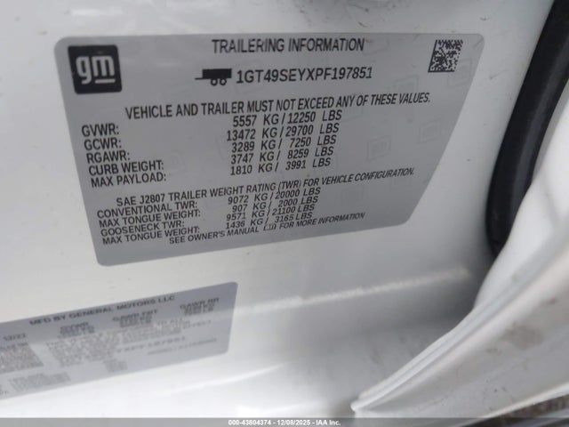 Продажа на аукционе авто 2023 Gmc Sierra 3500hd 4wd  Long Bed Pro, vin: 1GT49SEYXPF197851, номер лота: 43804374