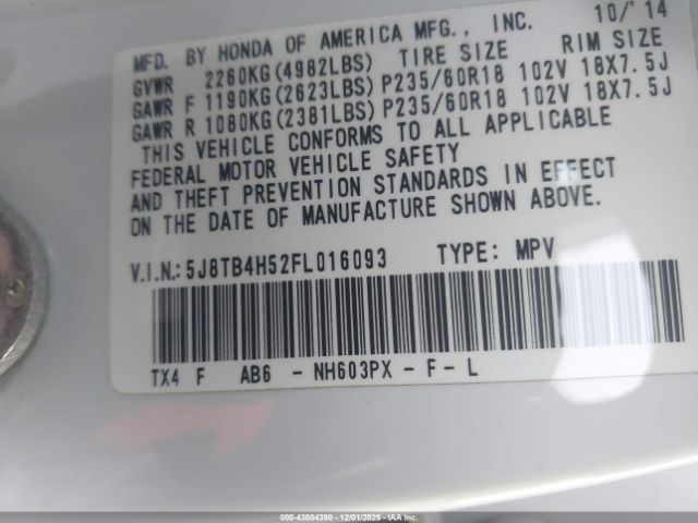2015 ACURA RDX 5J8TB4H52FL016093 Photo 8