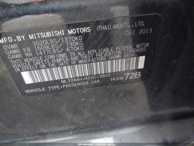 2014 MITSUBISHI MIRAGE ML32A4HJ4EH015803 Photo 8