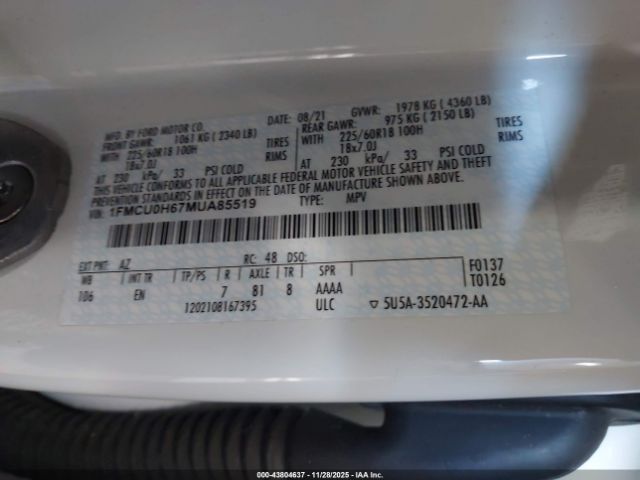 2021 FORD ESCAPE 1FMCU0H67MUA85519 Photo 8