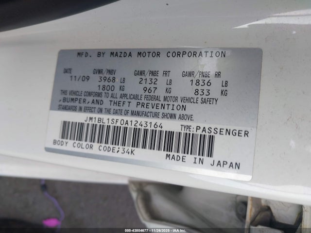 Aukcja sprzedaży 2010 Mazda Mazda3 I Touring, vin: JM1BL1SF0A1243164, numer aukcji: 43804677