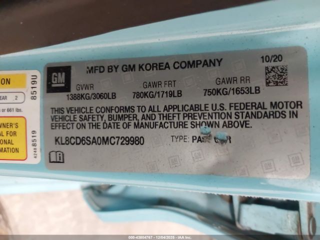 2021 CHEVROLET SPARK KL8CD6SA0MC729980 Photo 8