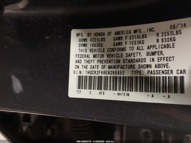 Honda Accord Ex-l 2014 1HGCR2F86EA266850 Image 9