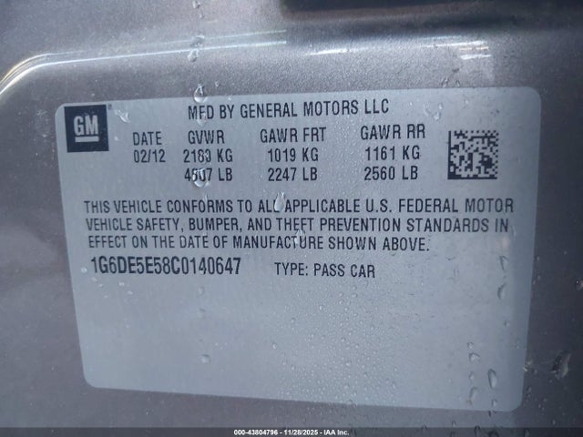 2012 CADILLAC CTS 1G6DE5E58C0140647 Photo 8