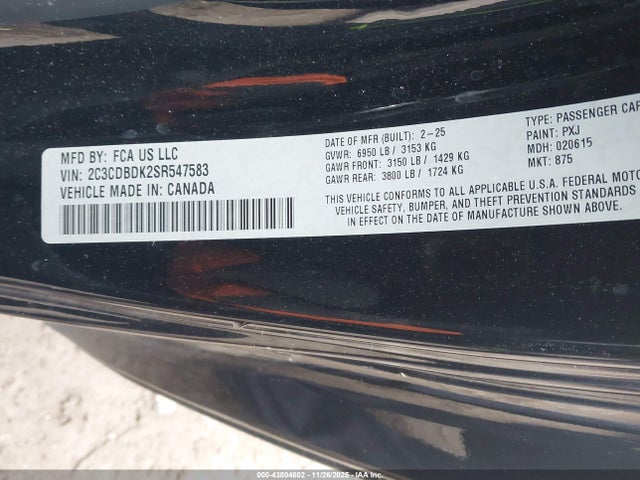 2C3CDBDK2SR547583 Dodge Charger Daytona Scat Pack Awd