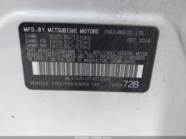 2015 MITSUBISHI MIRAGE ML32A3HJ2FH039304 Photo 8