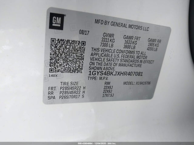 2017 CADILLAC ESCALADE 1GYS4BKJXHR407081 Photo 8