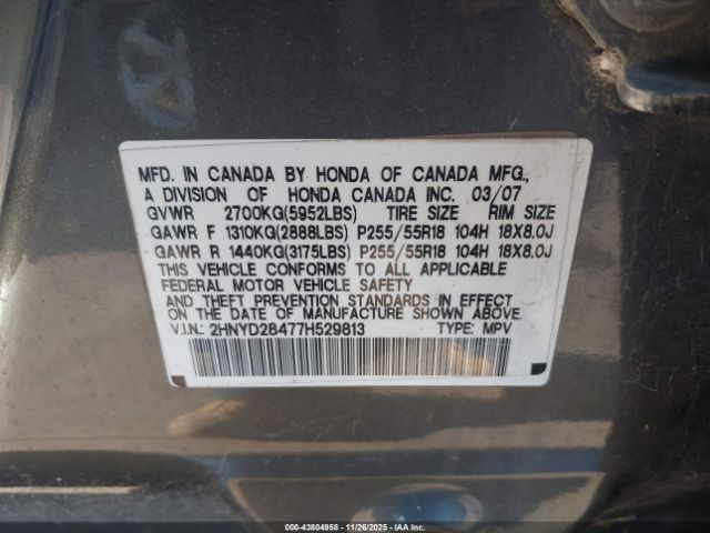 2007 ACURA MDX 2HNYD28477H529813 Photo 8