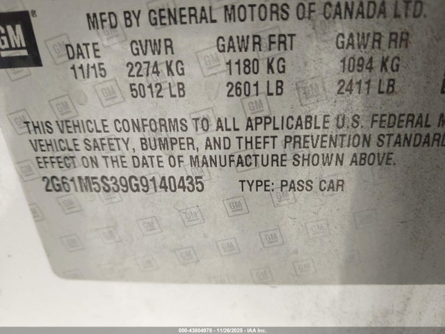 2016 CADILLAC XTS 2G61M5S39G9140435 Photo 8