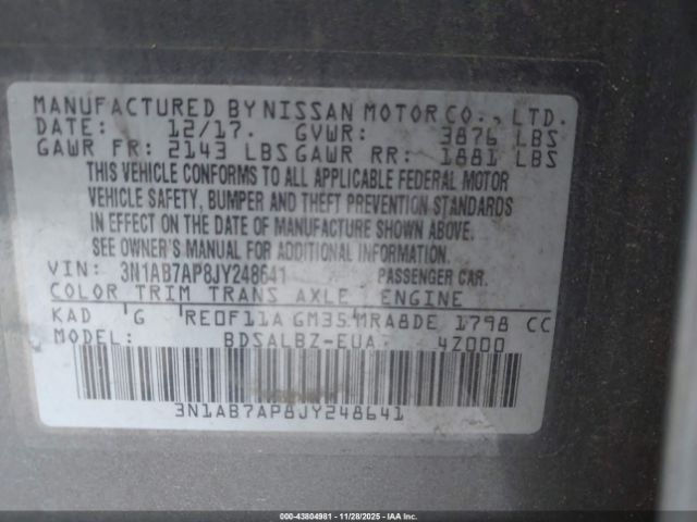 2018 NISSAN SENTRA 3N1AB7AP8JY248641 Photo 8