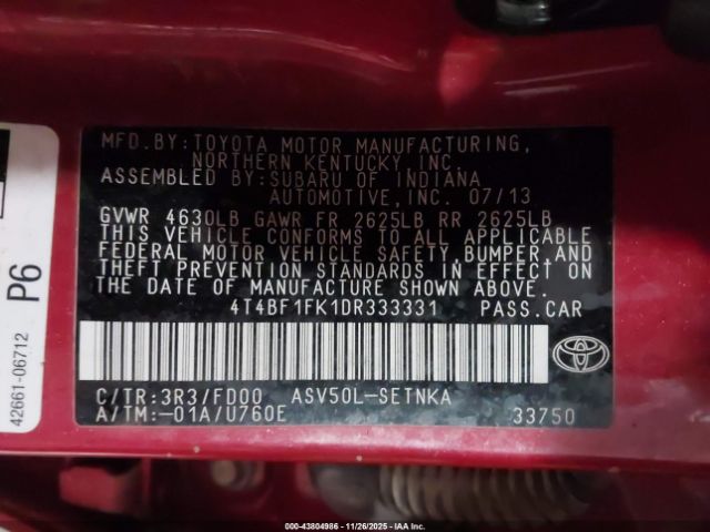 2013 TOYOTA CAMRY 4T4BF1FK1DR333331 Photo 8