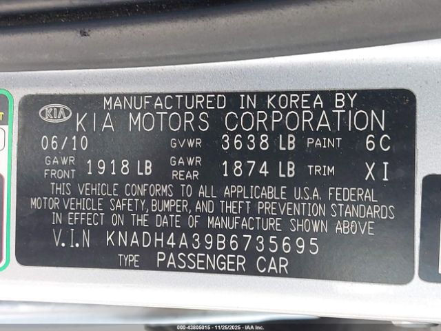 2011 KIA RIO KNADH4A39B6735695 Photo 8