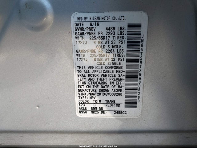 2016 NISSAN ROGUE JN8AT2MTXGW008260 Photo 8