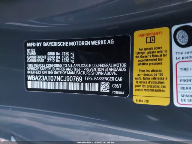 2022 BMW 430I WBA23AT07NCJ90769 Photo 8