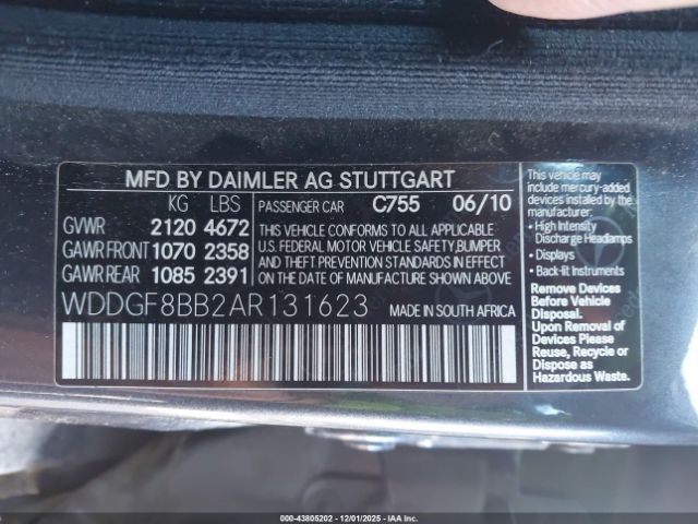 2010 MERCEDES-BENZ C 300 WDDGF8BB2AR131623 Photo 8