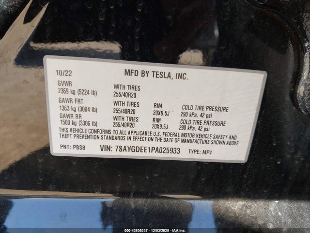 2023 TESLA MODEL Y 7SAYGDEE1PA025933 Photo 8