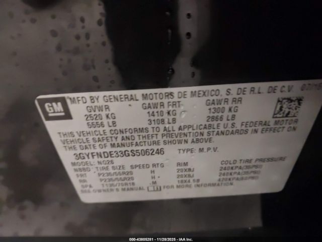 2016 CADILLAC SRX 3GYFNDE33GS506246 Photo 8