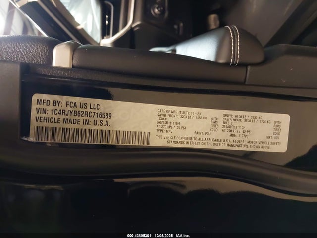 Продаж на аукціоні авто 2024 Jeep Grand Cherokee 4xe, vin: 1C4RJYB62RC716589, номер лоту: 43805301