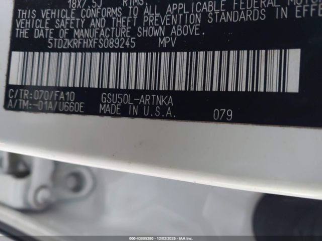 2015 TOYOTA HIGHLANDER 5TDZKRFHXFS089245 Photo 8