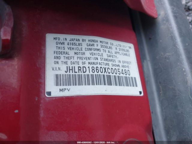 1999 HONDA CR-V JHLRD1860XC005480 Photo 8