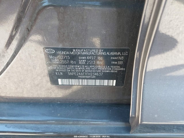 2015 HYUNDAI SONATA 5NPE24AF1FH234637 Photo 8