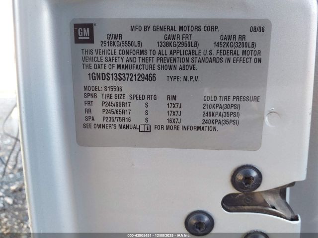 2007 CHEVROLET TRAILBLAZER 1GNDS13S372129466 Photo 8