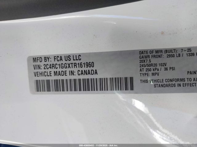 2026 CHRYSLER PACIFICA 2C4RC1GGXTR161960 Photo 8