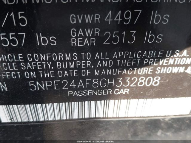 2016 HYUNDAI SONATA 5NPE24AF8GH332808 Photo 8