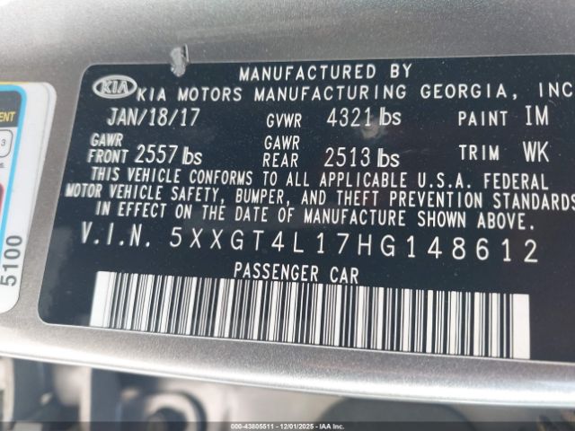 2017 KIA OPTIMA 5XXGT4L17HG148612 Photo 8