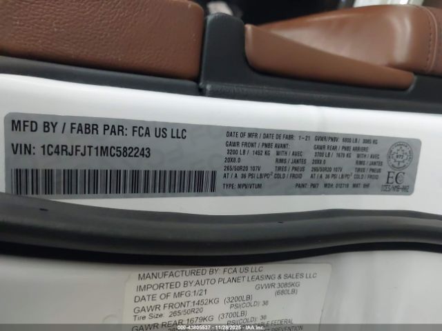 2021 JEEP GRAND CHEROKEE 1C4RJFJT1MC582243 Photo 8