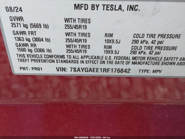 2024 TESLA MODEL Y 7SAYGAEE1RF176842 Photo 8