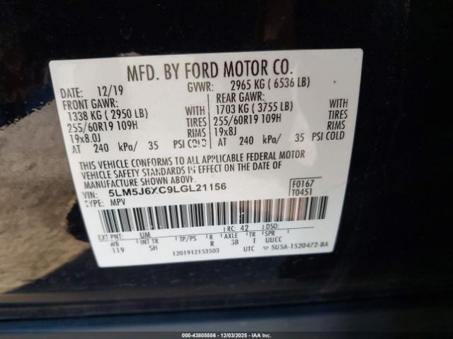 2020 LINCOLN AVIATOR 5LM5J6XC9LGL21156 Photo 8