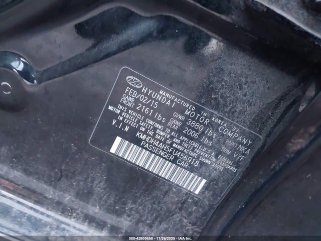 43805658 :رقم المزاد ، KMHDH4AH5FU456918 vin ، 2015 Hyundai Elantra Sport مزاد بيع