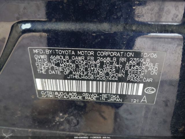 2007 LEXUS ES 350 JTHBJ46G872067444 Photo 8