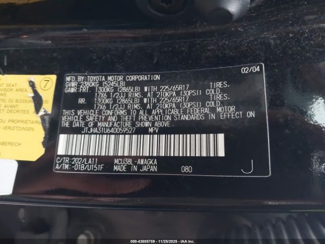 2004 LEXUS RX 330 JTJHA31U640059527 Photo 8