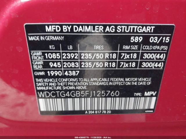 2015 MERCEDES-BENZ GLA 250 WDCTG4GB5FJ125760 Photo 8