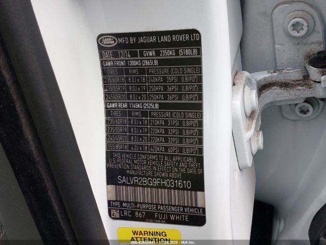 2015 LAND ROVER RANGE ROVER EVOQUE SALVR2BG9FH031610 Photo 8