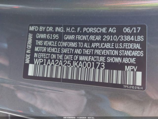 2018 PORSCHE CAYENNE WP1AA2A25JKA00173 Photo 8