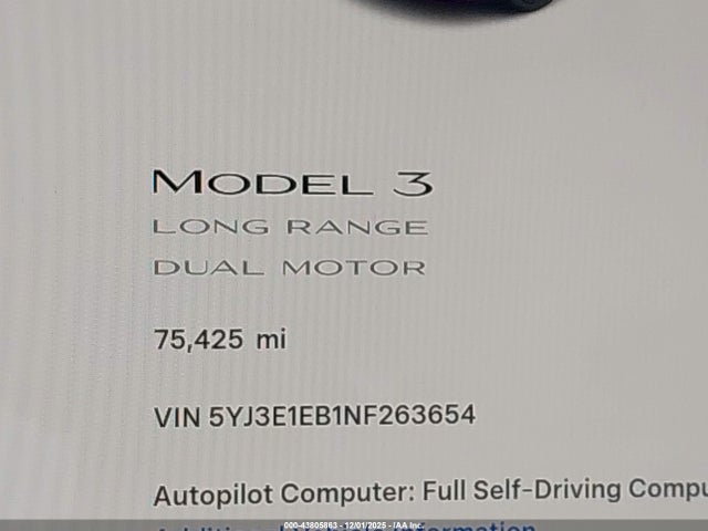 2022 TESLA MODEL 3 5YJ3E1EB1NF263654 Photo 6