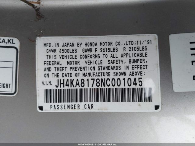 1992 ACURA LEGEND JH4KA8178NC001045 Photo 8