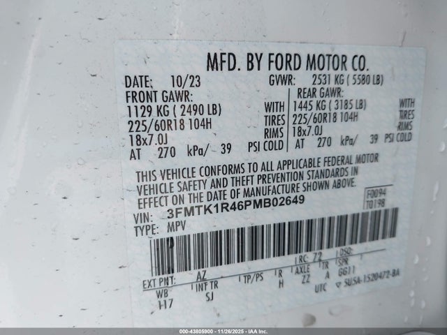 3FMTK1R46PMB02649 Ford Mustang Mach-e Select
